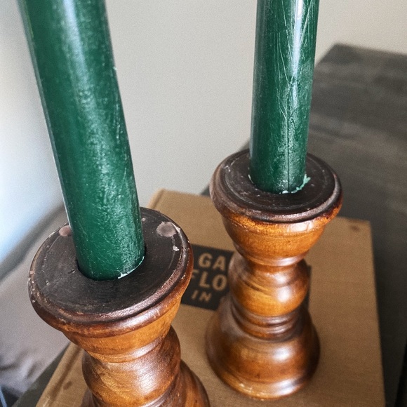Vintage Wood Candle Holders - Picture 3 of 4